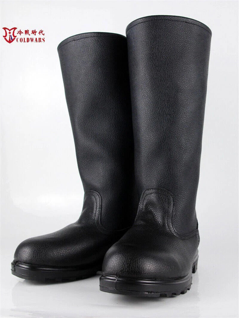 Russia Soviet Army Military Soldiers Vintage Combat Long Boots Black Leather 07FC0E-D4 - KOEEK