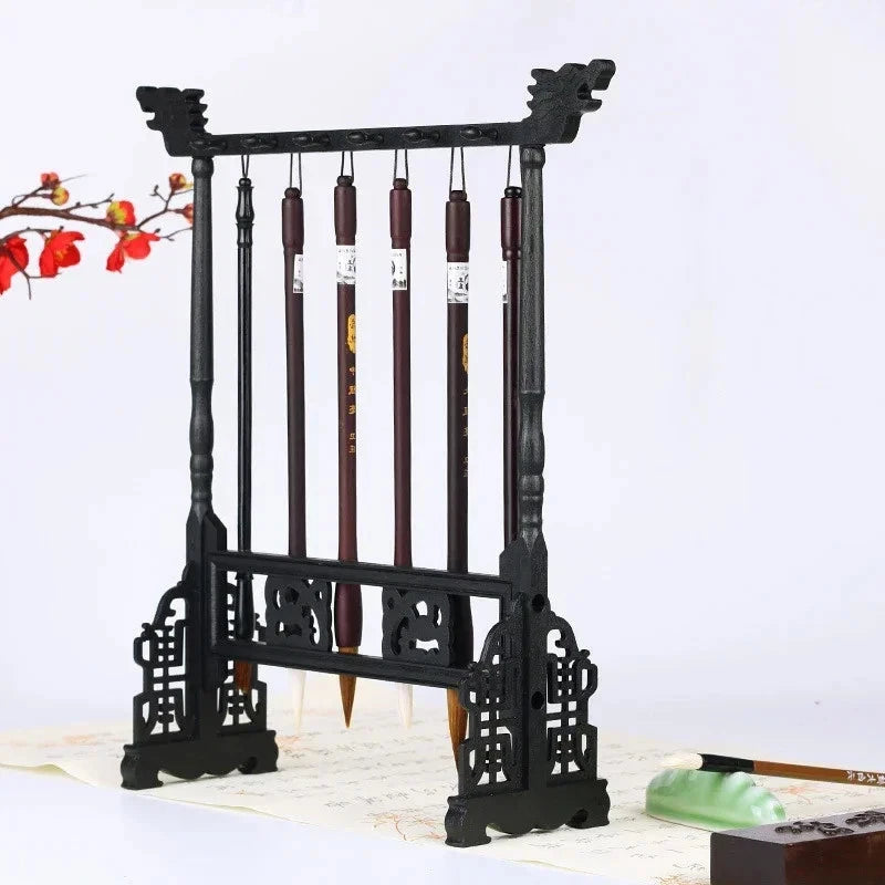 36.5cm Chinese Calligraphy Brush Holder Hanging Traditional Brush Shelf Rest 07FC0E-D4 - KOEEK