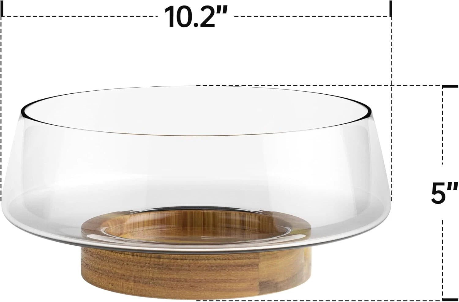 Extra Large Glass Salad Bowl Set - Party Salad Bowls with Acacia Wood Base 07FC0E-D4 - KOEEK