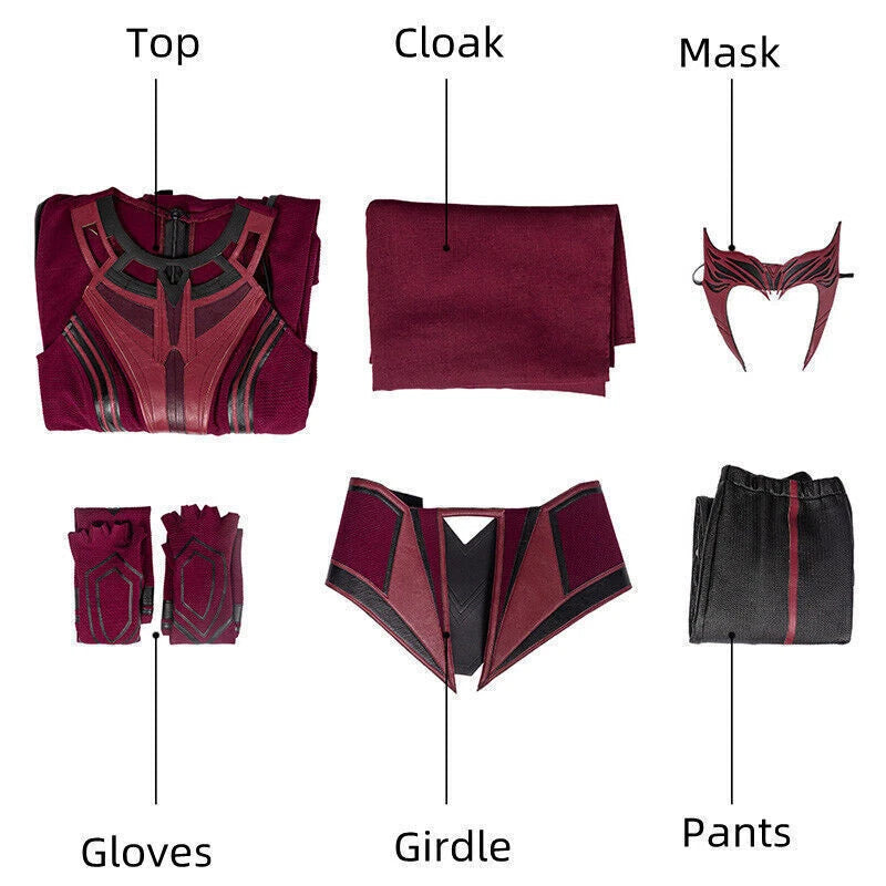 Anime Wanda Vision Costume Scarlet Witch Cosplay Outfits Halloween Gift 07FC0E-D4 - KOEEK