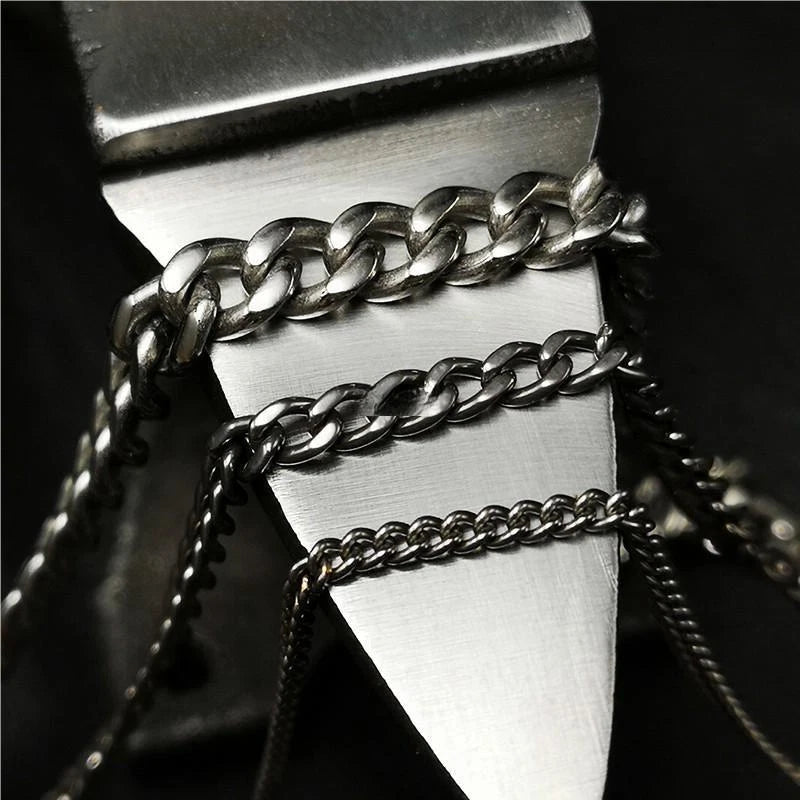 Pure Titanium Anti-allergy Necklace 2.2mm 3.5mm 5.5mm Curb Chain 22'' 24'' 26'' 07FC0E-D4 - KOEEK