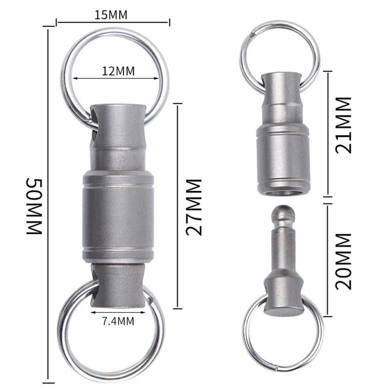 Titanium Alloy 360 Degree Quick Release Hanging Buckle Elastic Keychain Key Ring 07FC0E-D4 - KOEEK