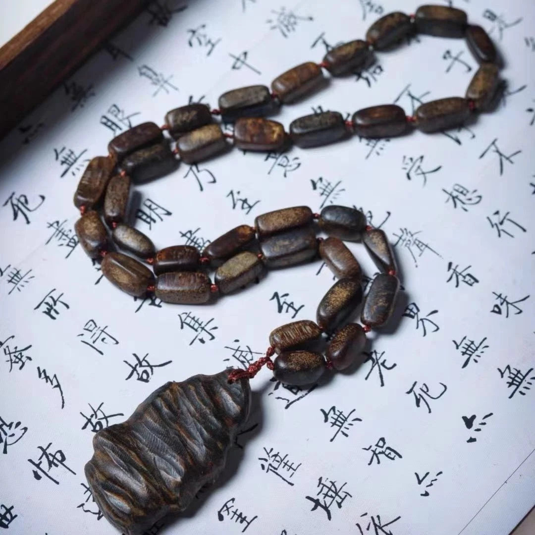 10mmVietnam Nha Trang Agarwood Bead Necklace Prayer Beads Sweater Chain Car Hang 07FC0E-D4 - KOEEK