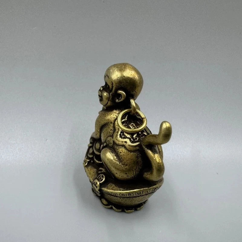 42mm Cute Chinese Brass Zodiac Animal Monkey Yuanbao Feng Shui Wealth Statue 07FC0E-D4 - KOEEK