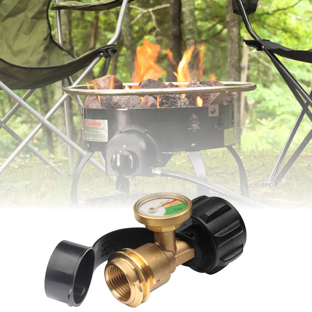 Propane Tank Gauge Brass Adapter RV Pressure Gas Level Meter BBQ Indicator 07FC0E-D4 - KOEEK