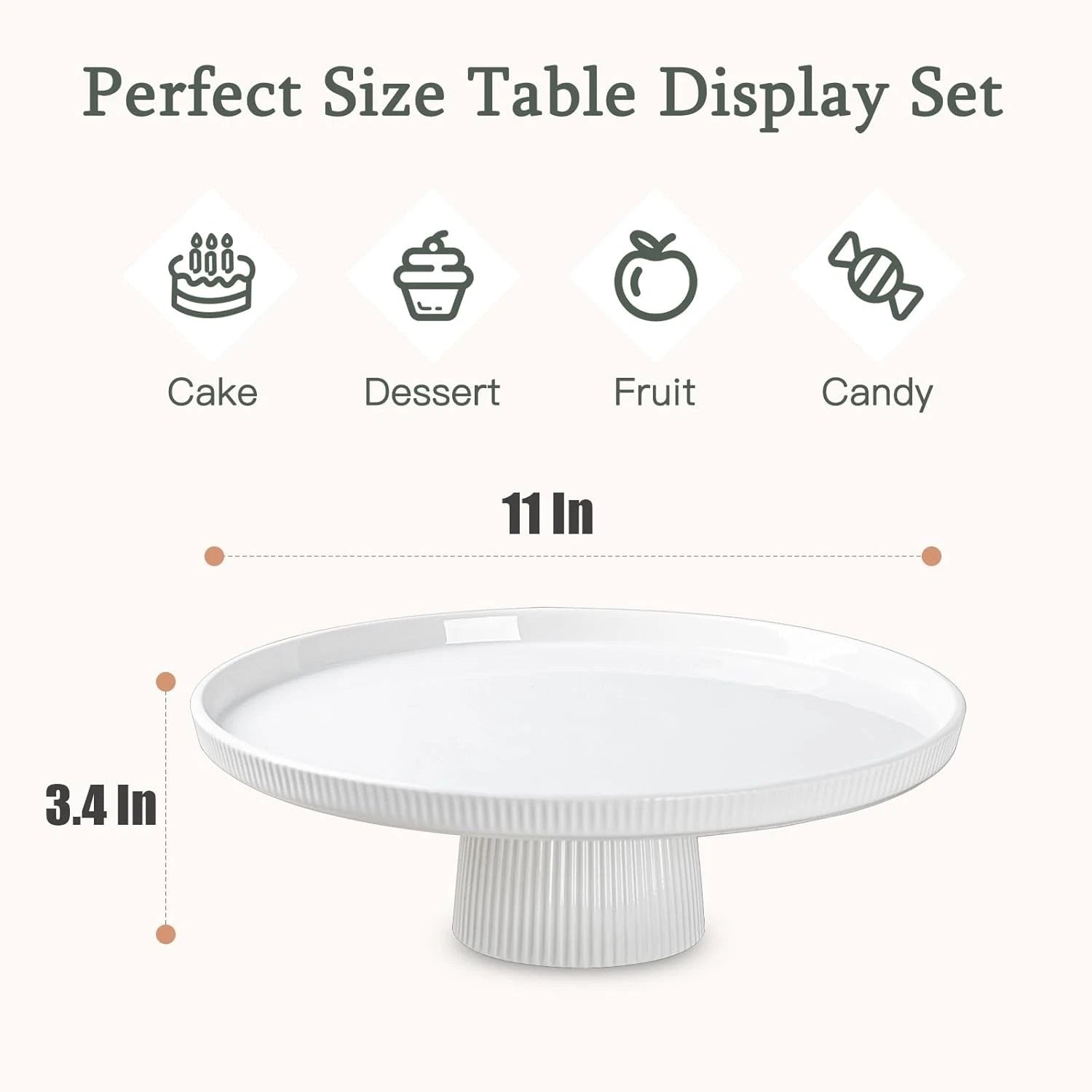 13 Inch Cake Stand, Ceramic Cake Stands for Party, Elegant Wedding Cake Plate 07FC0E-D4 - KOEEK