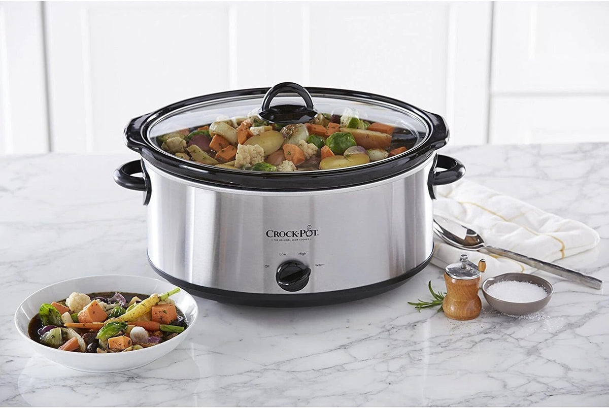 7-Quart Oval Manual Slow Cooker, Stainless Steel Multifunctional Cookware 07FC0E-D4 - KOEEK