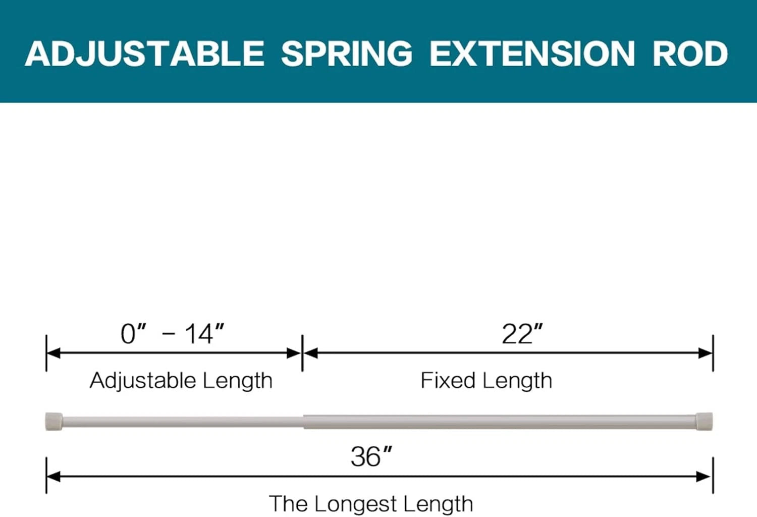 Tension rod elliptical spring curtain rod, adjustable length 07FC0E-D4 - KOEEK