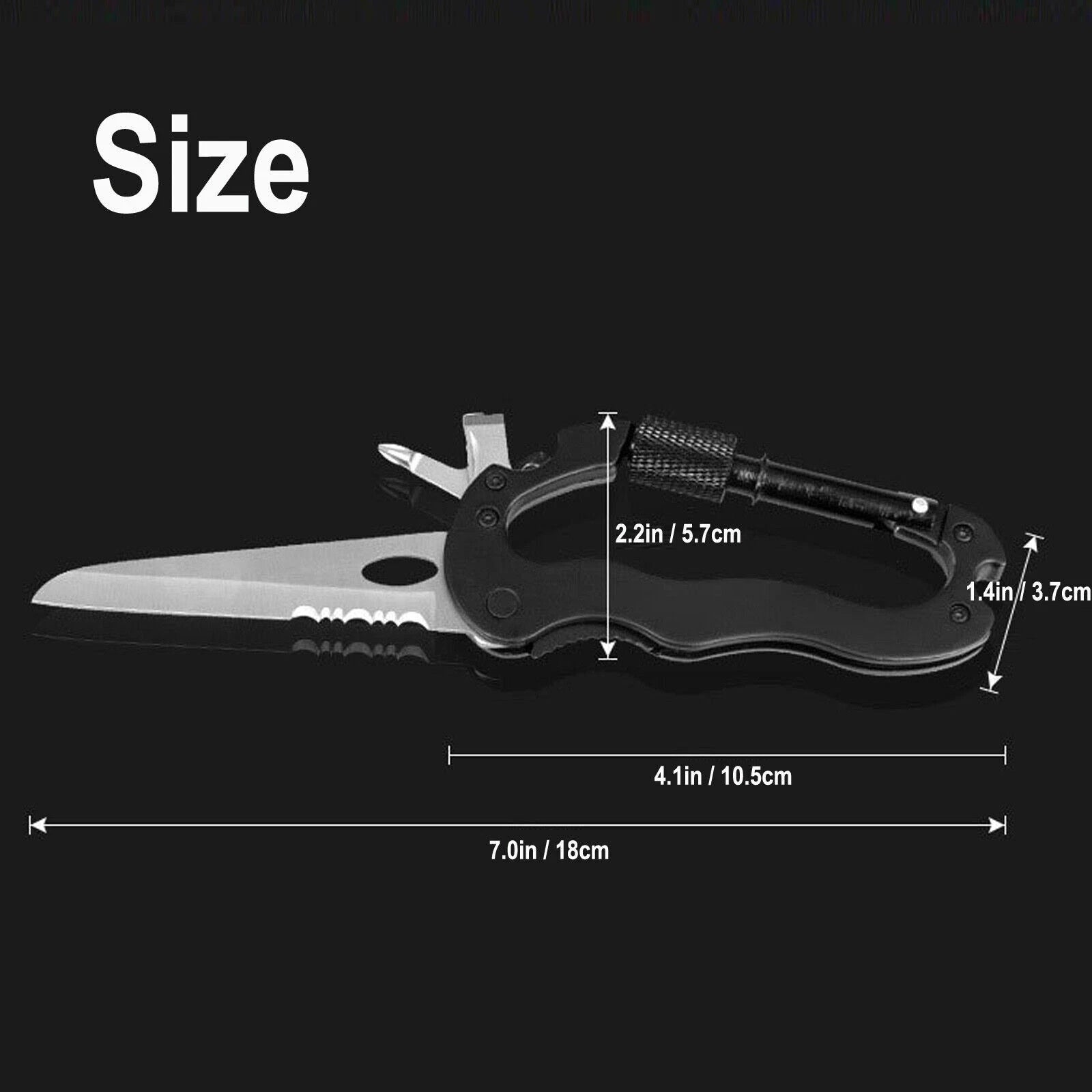 EDC Multi-Tool Carabiner Keychain Screwdriver Key Holder Outdoor Camping Hunting 07FC0E-D4 - KOEEK