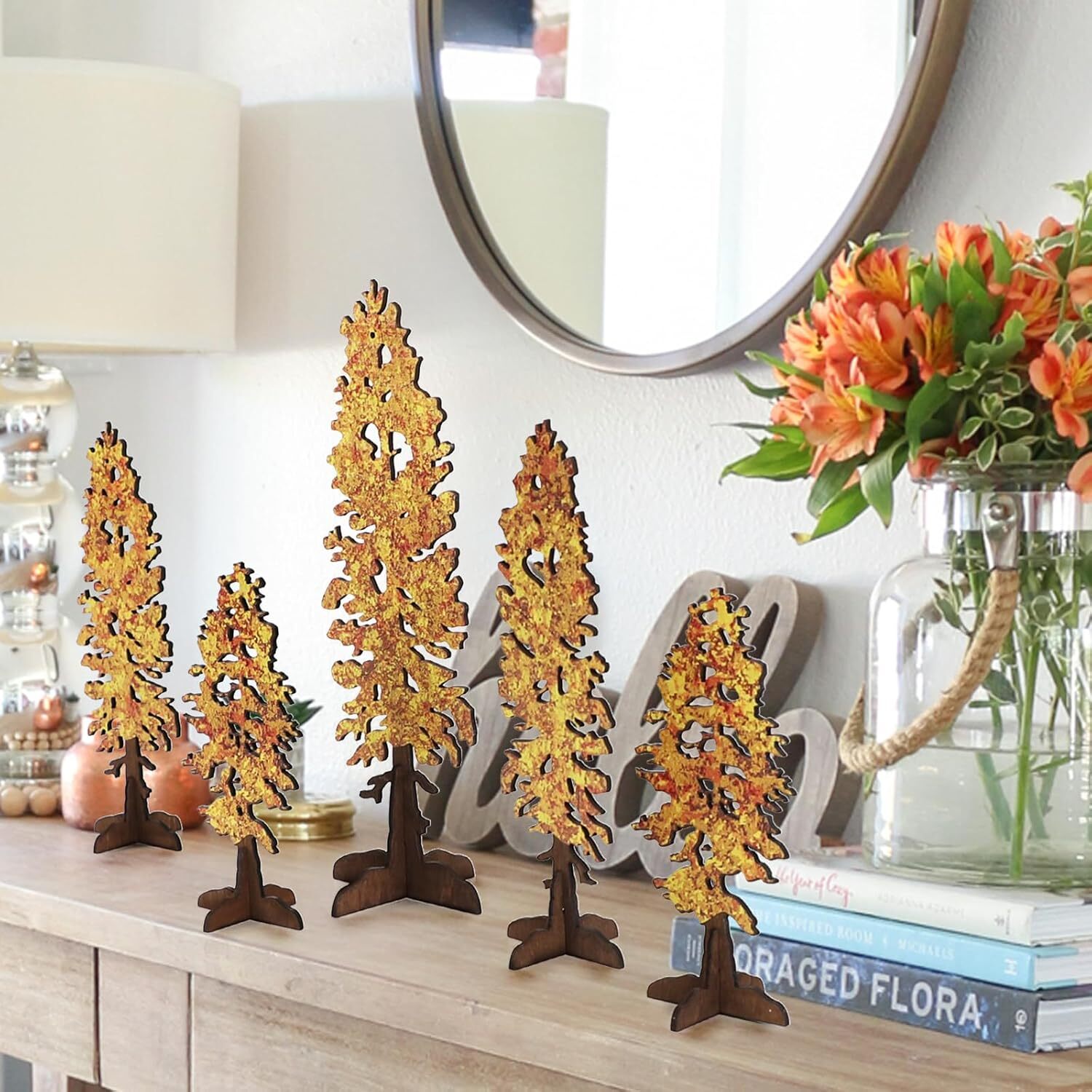 new DAZONGE Fall Decor - 5PCS Wooden Standing Trees Signs - Yellow DAZONGE - KOEEK