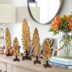 new DAZONGE Fall Decor - 5PCS Wooden Standing Trees Signs - Yellow DAZONGE - KOEEK