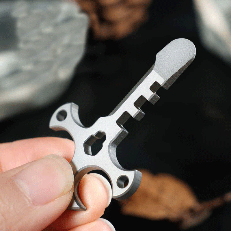 Mini Titanium Pendant Necklace Portable Outdoor  Multi Tools EDC Card Keychain 07FC0E-D4 - KOEEK