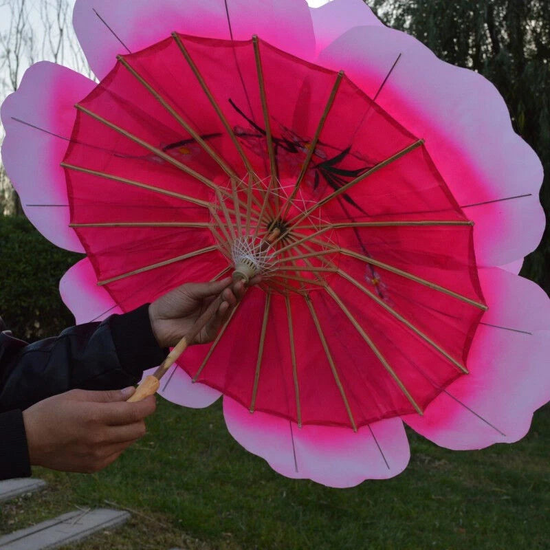 3D Flower Design Silk Peony Floral Parasol Bamboo Cosplay Umbrellas Party Show 07FC0E-D4 - KOEEK