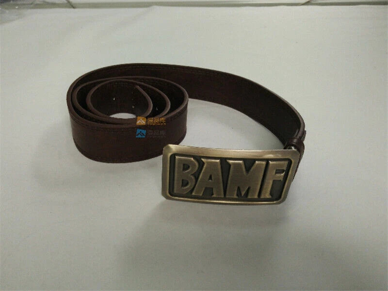 Game OW Overwatch Jesse·Mccree Brown Waistband Belt BAMF Cosplay Strap Buckle 07FC0E-D4 - KOEEK
