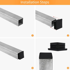 new WZB, 2 Inch 2x2 Square Tube End Cap Plastic Plugs 12 Pack, 2 Black WZB - KOEEK
