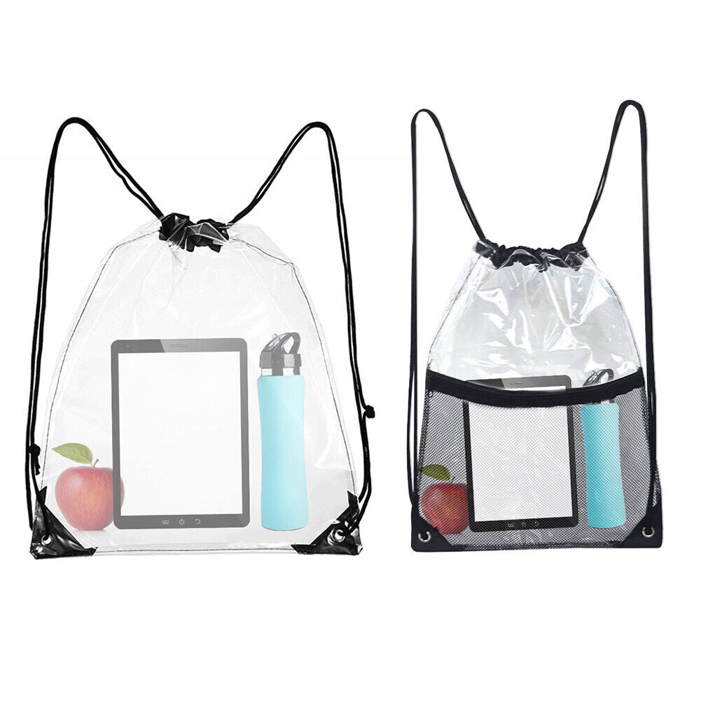 new Clear Drawstring Storage Bag Waterproof Stadiums Sporting Event Storage Backpack koeek - KOEEK