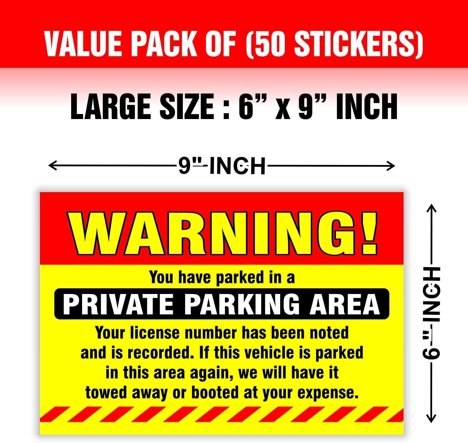 new Private Parking Stickers (Pack of 50) 6” x 9” Inch - Self Adhesive, Yellow 07FC0E-D4 - KOEEK