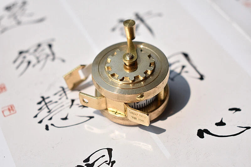 EDC Brass Pocket Tape Measure Mini Manual Reel Retro Flywheel Sewing Tool 07FC0E-D4 - KOEEK