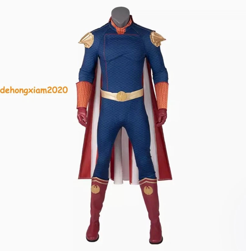 The Boys Homelander Mens Cosplay Costume Dress Outfit Bodysuit Cloak Halloween 07FC0E-D4 - KOEEK