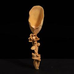 Elegant Lotus Leaf Tea Spoon - Solid Wood Carving Handicraft Tea Shovel 07FC0E-D4 - KOEEK