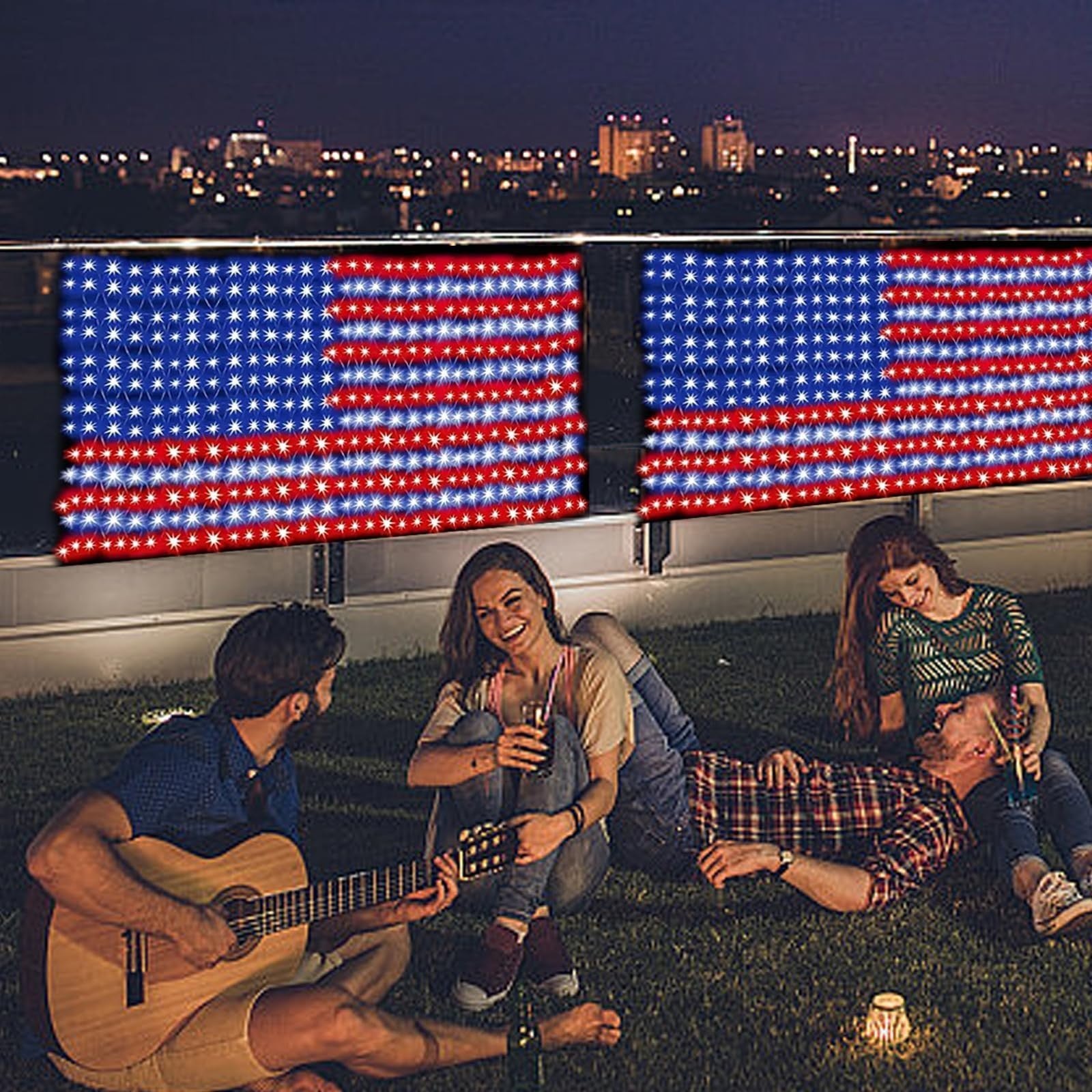 () American Flag Lights, Outdoor String Lights 420 LED Waterproof Led Flag... 07FC0E-D4 - KOEEK