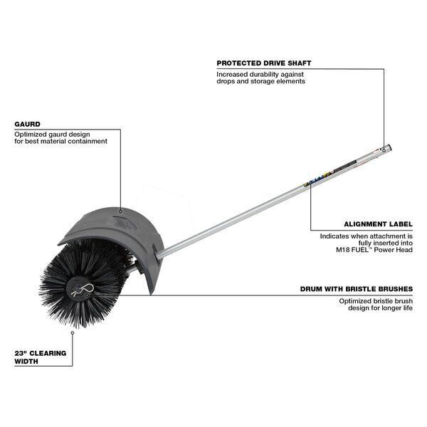 nyt Milwaukee Tool 49-16-2741 23 In. Børstetilbehør til M18 Fuel Quik-Lok