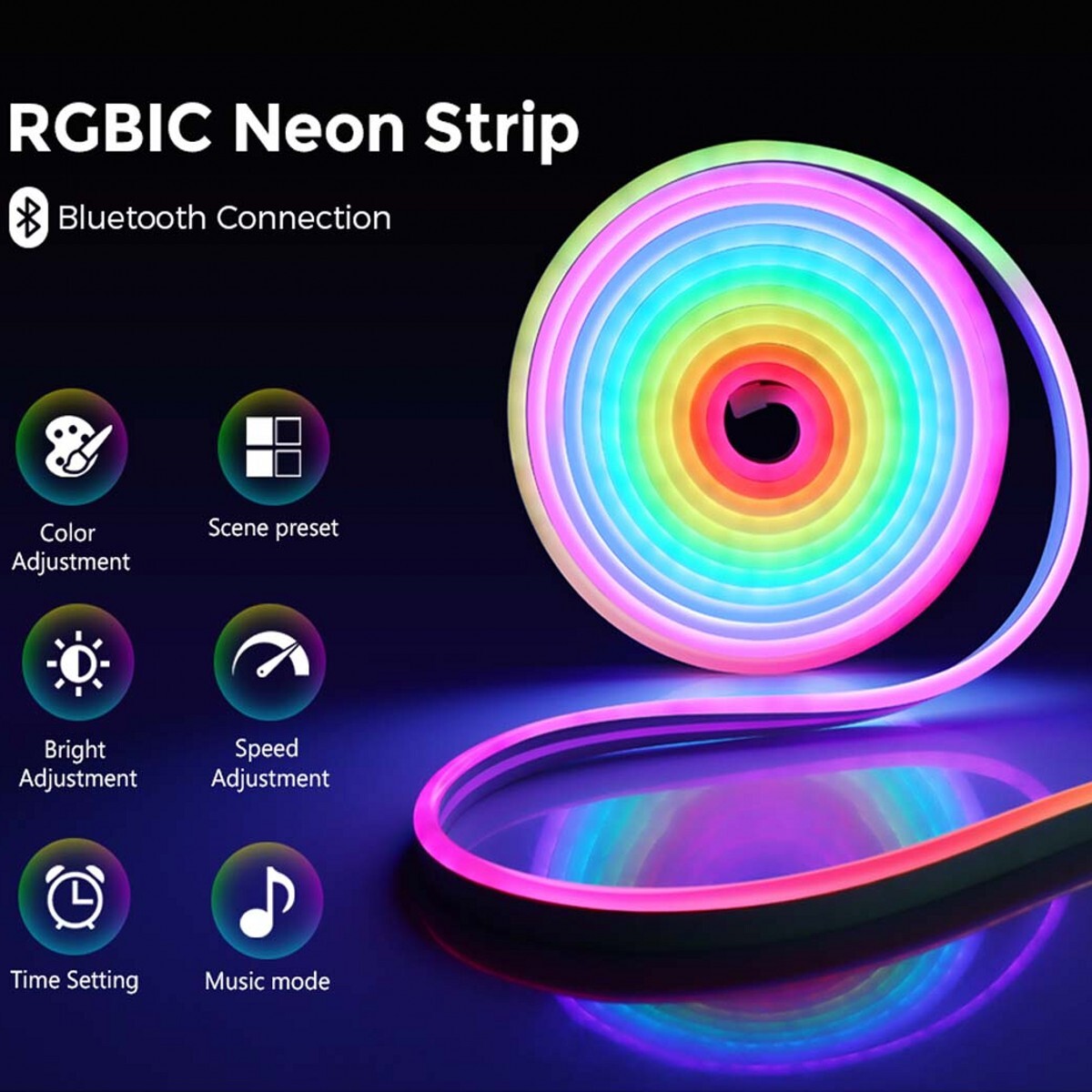 1-20M 12V Flexible RGBIC LED Strip Waterproof Bar Sign Neon Lights Silicone Tube 07FC0E-D4 - KOEEK