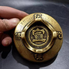 9.2cm Chinese Retro Brass Ornament Eight Treasures Oil Lamp Decoration 07FC0E-D4 - KOEEK