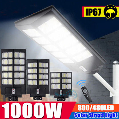 new 990000000000LM 1000W Watts Commercial Solar Street Light Parking Lot Road Lamp