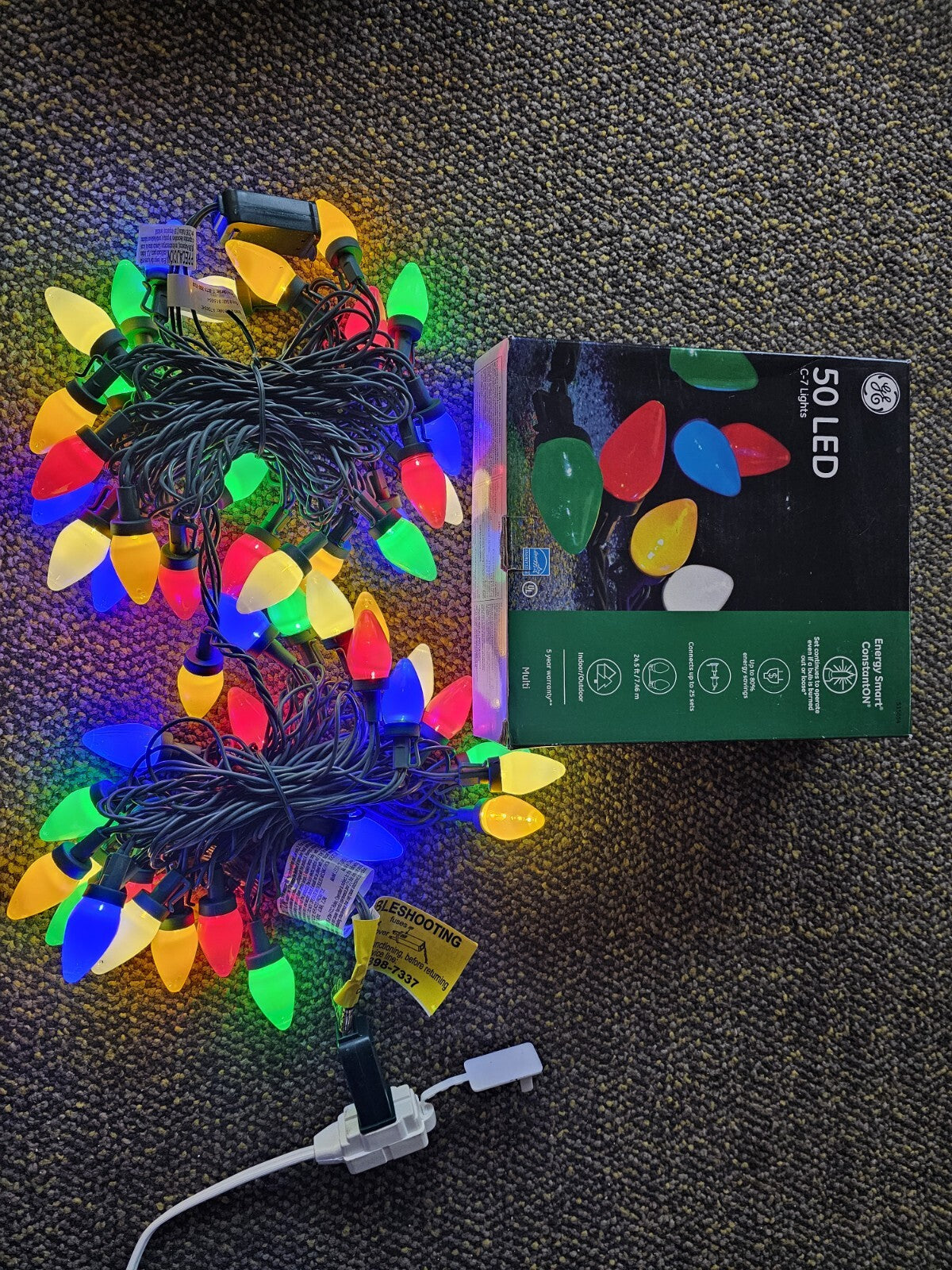 3 Boxes GE Energy Smart 50 LED C7 Christmas String Lights - Multicolor GE - KOEEK