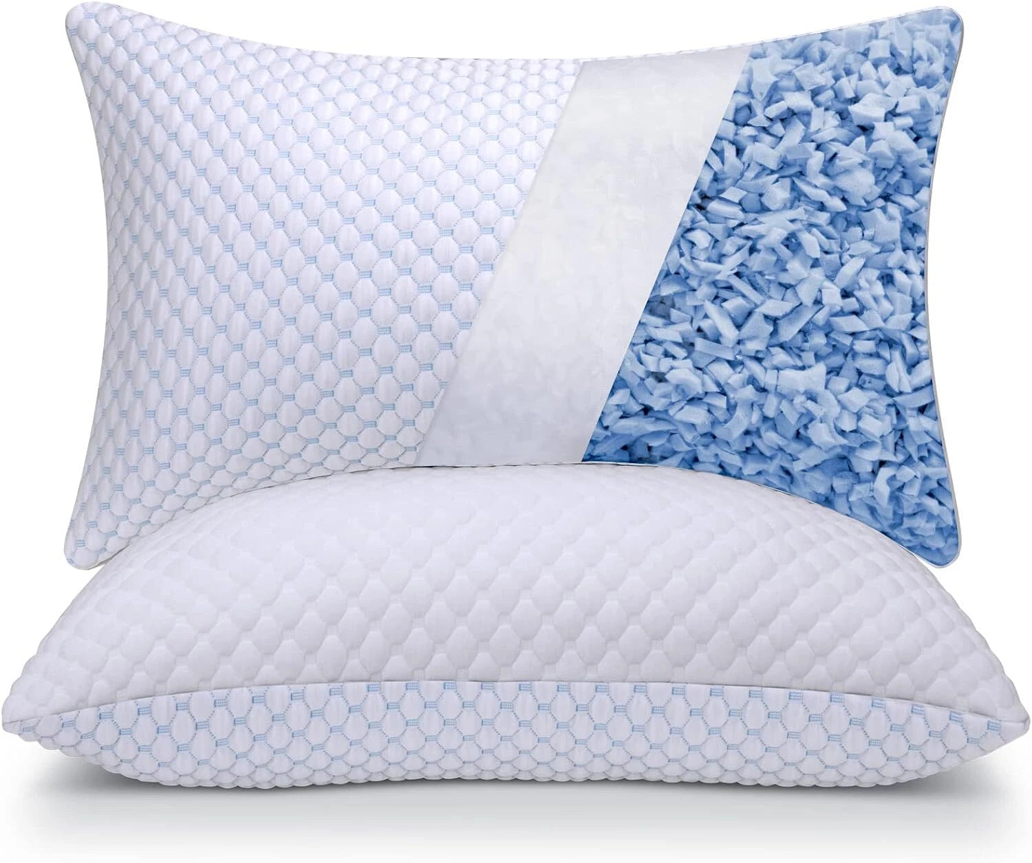 Compressed Memory Foam Pillow King 2-Pack, Sleep Cooling Pillow 2-Pack 07FC0E-D4 - KOEEK