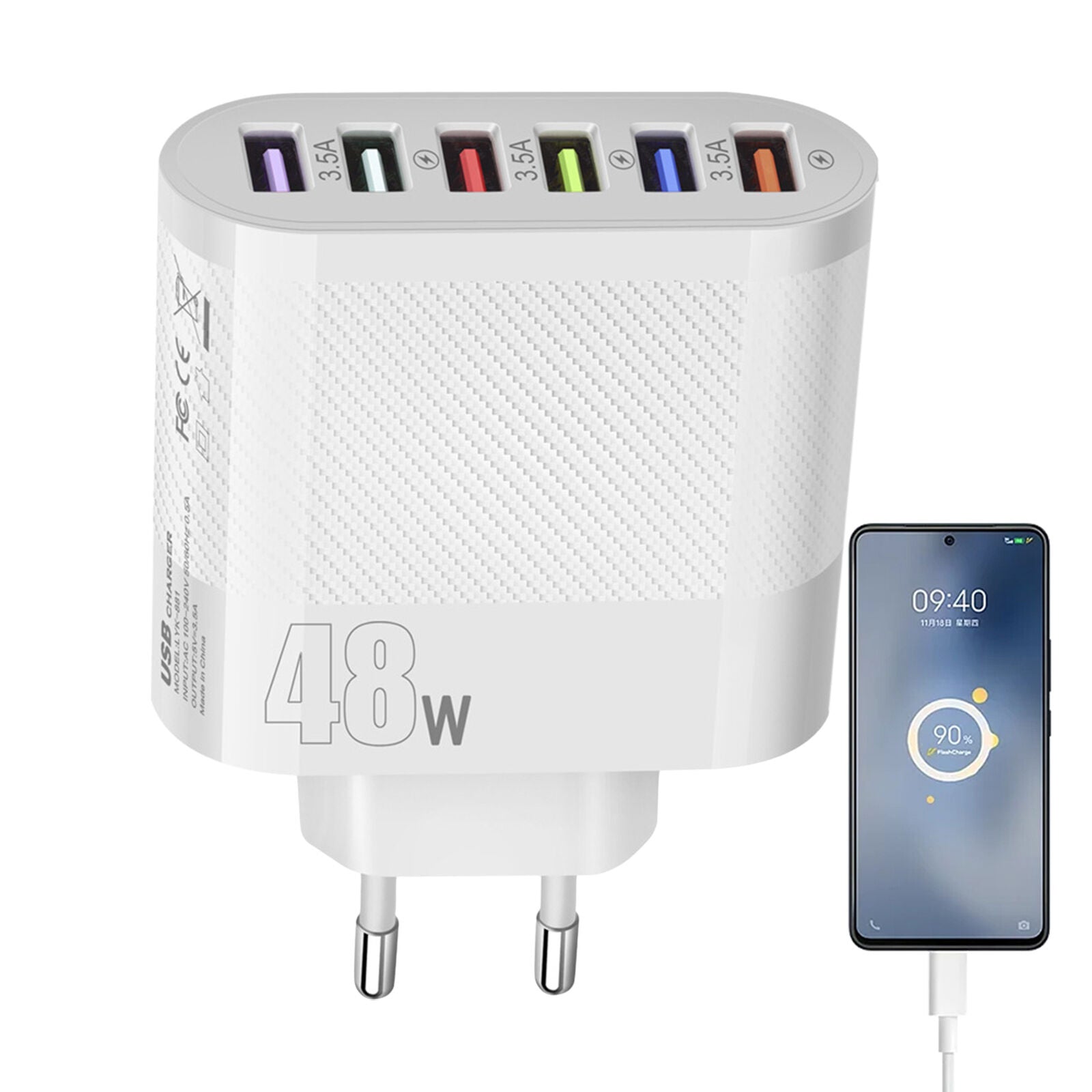 new 6 Hole 48W USB mobile phone charger Fast Charging Multiport Charger koeek - KOEEK