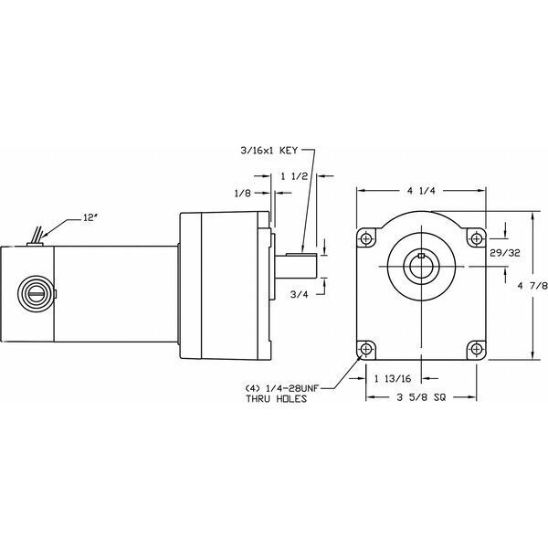 ny Dayton 1Lpy4 DC girmotor, 500,0 In-Lb Max. Dreiemoment, 6 rpm navneskilt Rpm, 90V DC