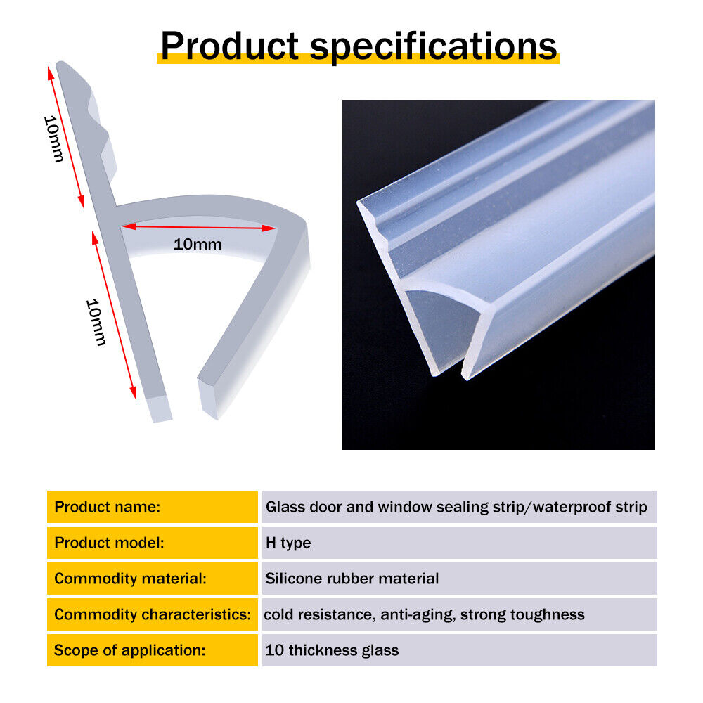 3M Frameless Glass Door H-Type Seal Strip for Shower Bottom