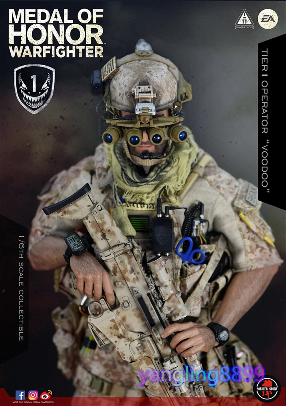 SoldierStory MEDAL OF HONOR WARFIGHTER TIER 1 OPERATOR "VOODOO" Action Figure BN 07FC0E-D4 - KOEEK