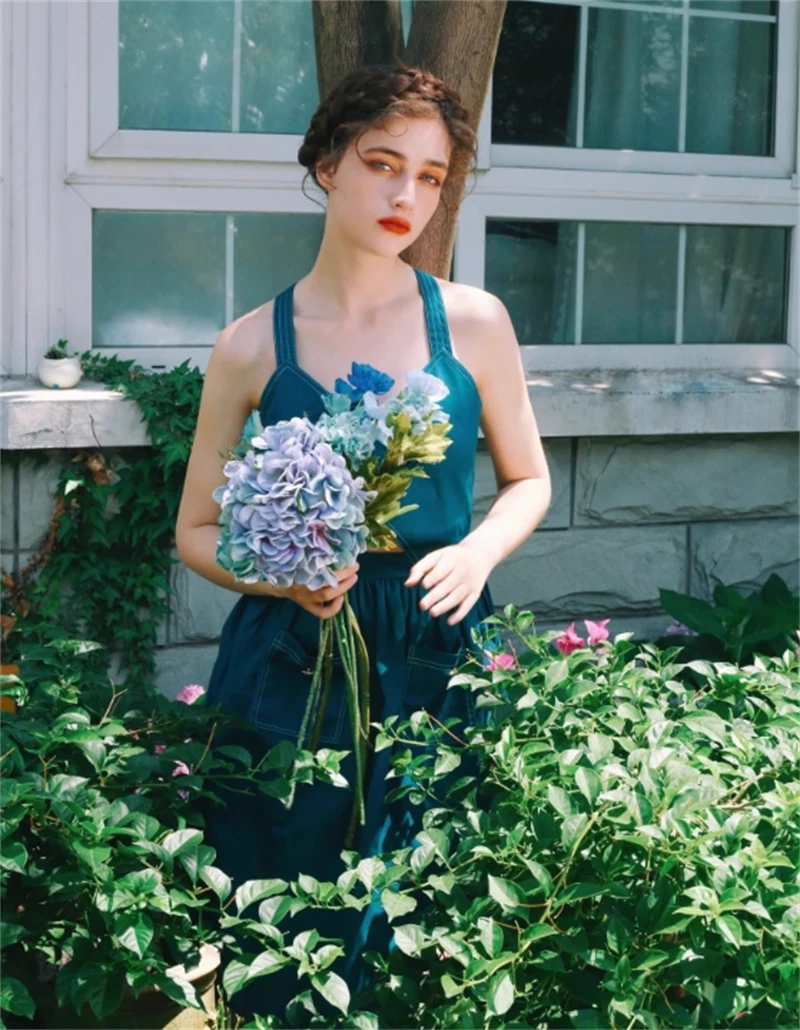 Movie Lolita V-neck Dress Jeans Blue Suspender Dress Cute Girl Summer Cosplay 07FC0E-D4 - KOEEK