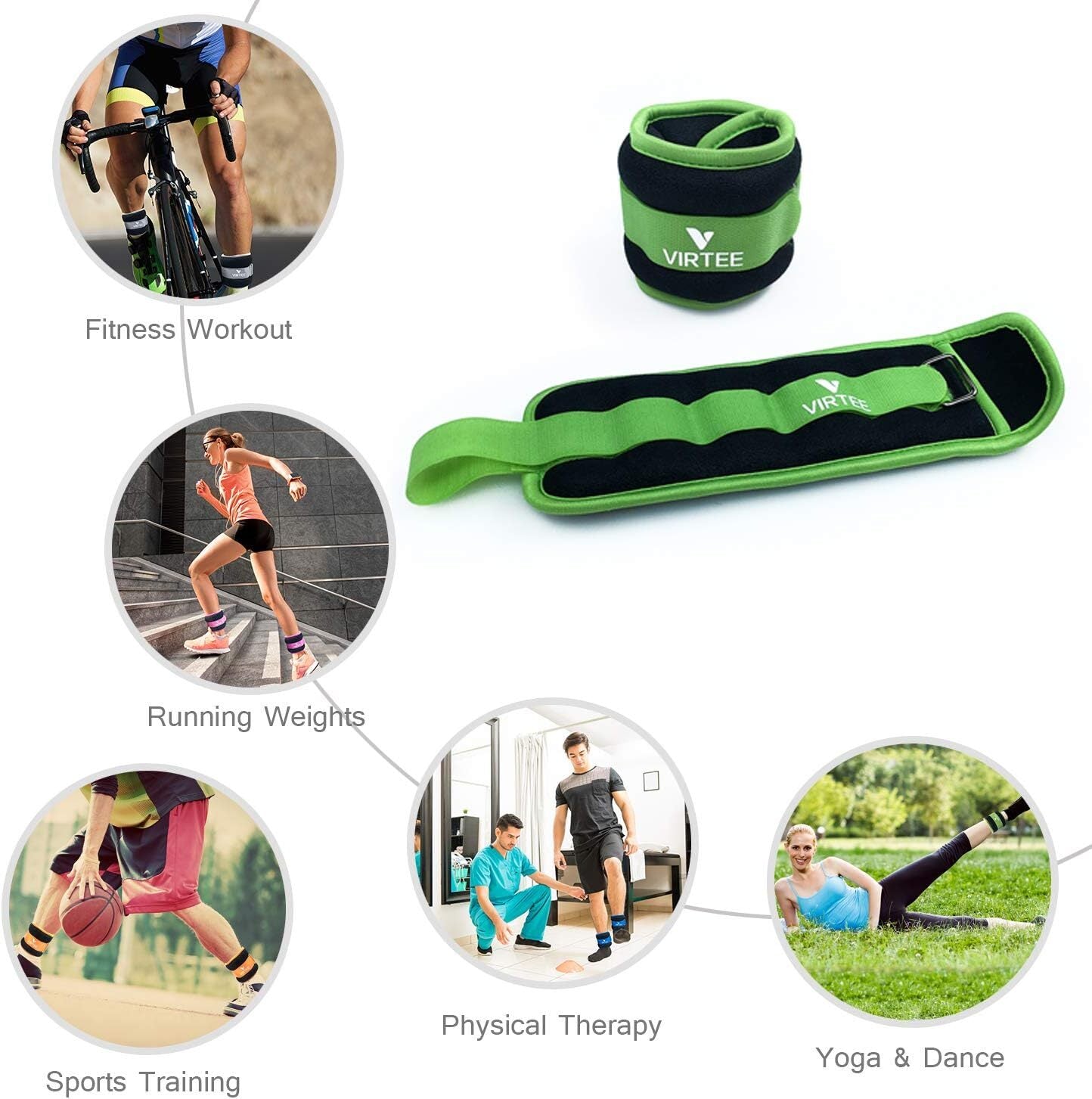 new Ankle/Wrist Weights 2 lbs ( 1 per ankle ), 2 pair (1 each), Green