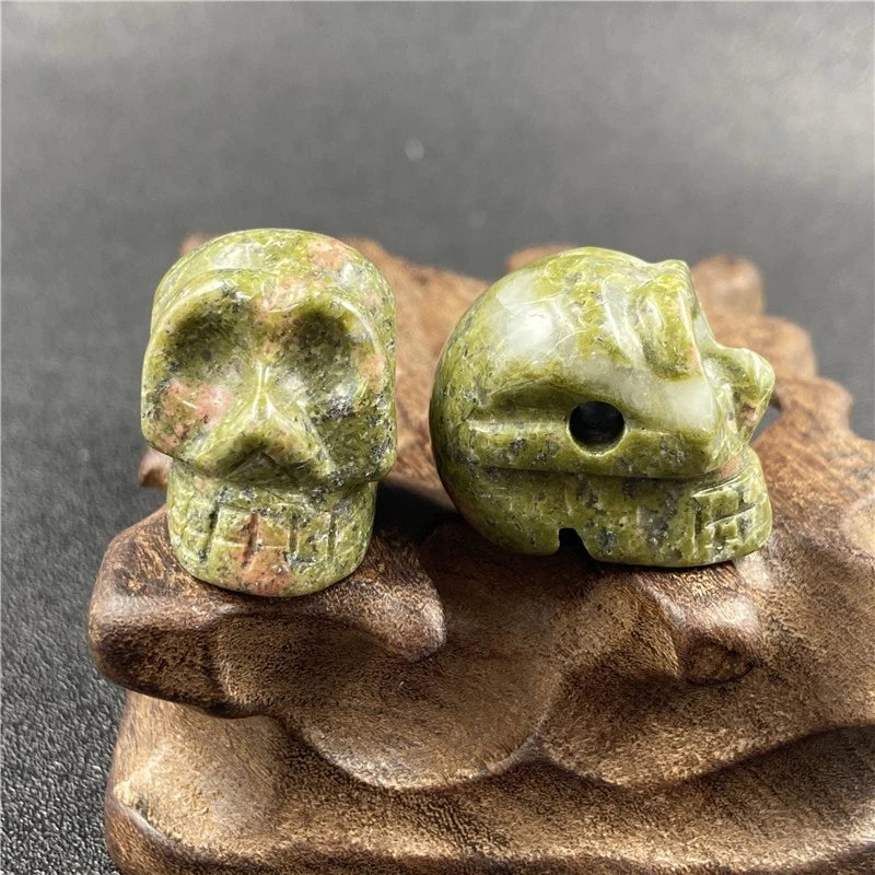 Natural Stone Carved Skull Head Charms Pendants Fit Necklace Jewelry Making 1pcs 07FC0E-D4 - KOEEK