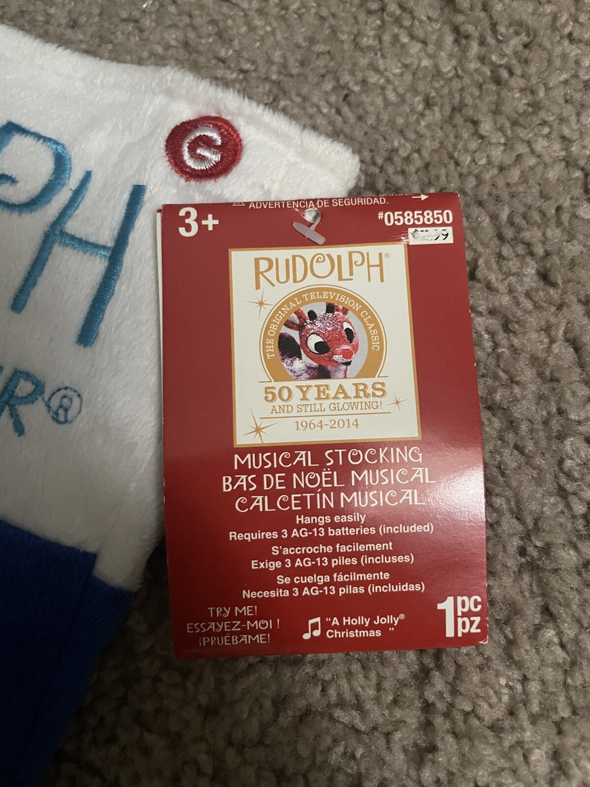 Abominable Snowman Rudolph Red-Nosed Reindeer 21" Gemmy Christmas Stocking READ GEMMY - KOEEK