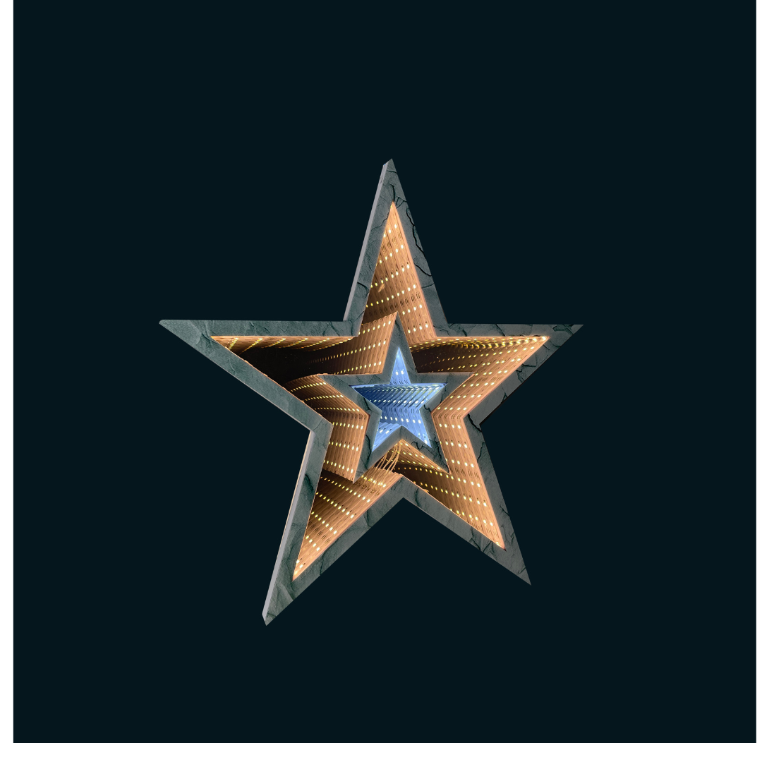 25cm Light up Star Infinity Christmas Tree Topper with White & Gold LEDs 07FC0E-D4 - KOEEK