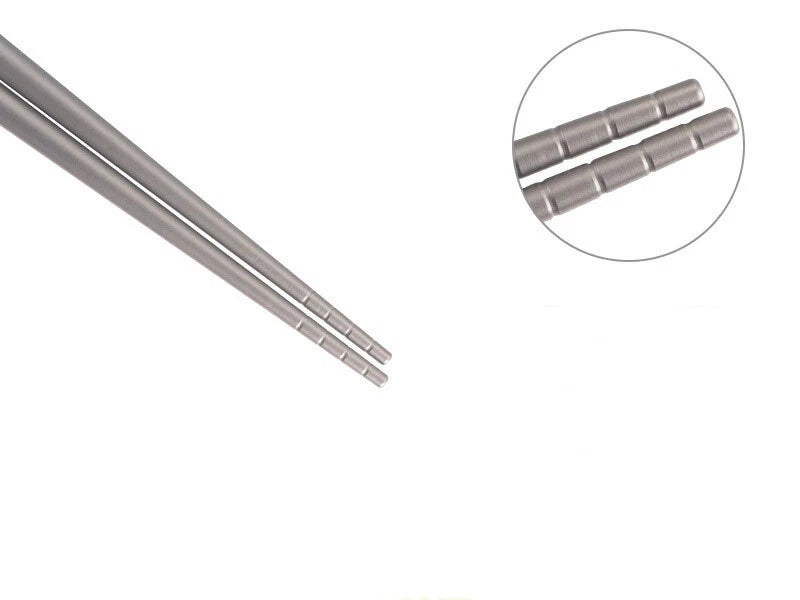 1 Pairs Titanium TA1 Metal Twist Traditional Chinese Chopsticks Camping EDC Tool EDC - KOEEK