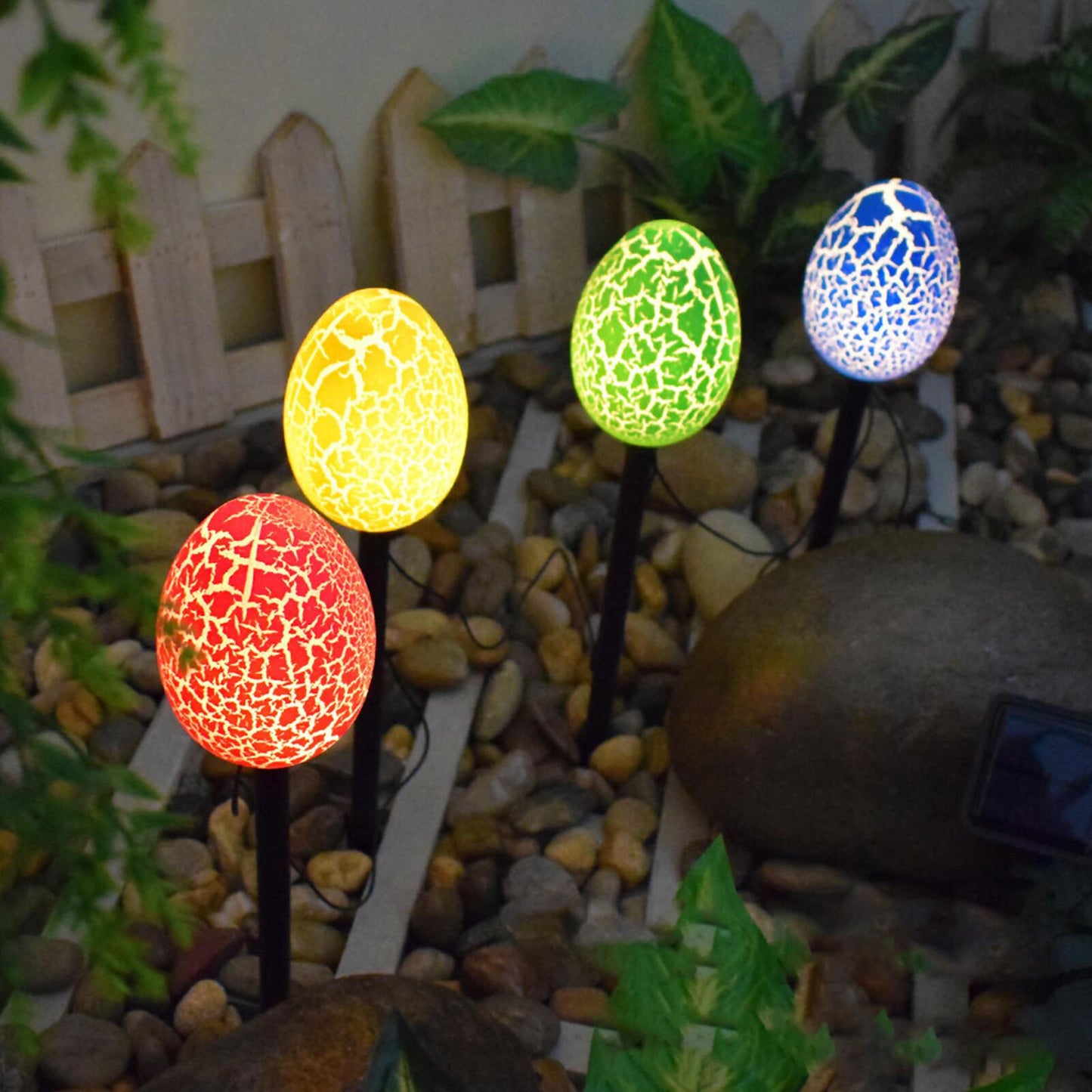 new Holiday Easter Bunny Eggs Outdoor Pathway Stakes Solar LED Garden Yard Art Decor koeek - KOEEK