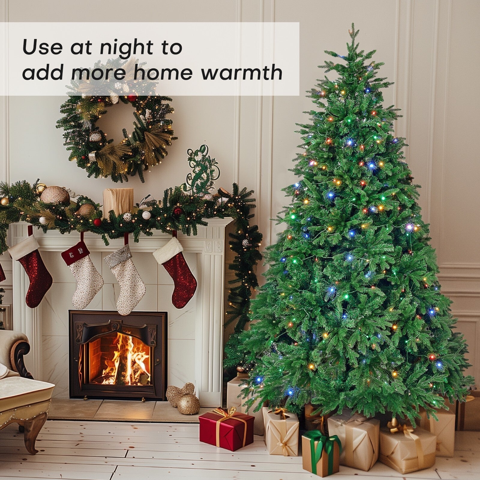 7.5FT Green Artificial Christmas Tree Holiday Season w/ LED Light Indoor Outdoor 07FC0E-D4 - KOEEK