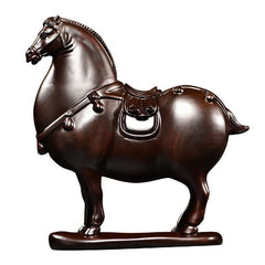 Wooden Horse Figurine 14cm Hand Carved Tang Style Zodiac Home Office Decor 07FC0E-D4 - KOEEK