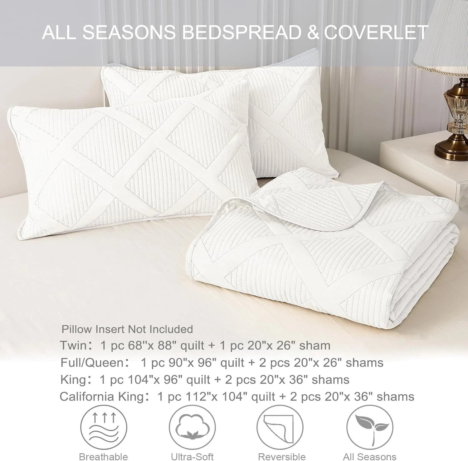 Full Queen Size Quilt Set ，Modern Striped Pattern,3 Pieces Summer Lightweight 07FC0E-D4 - KOEEK