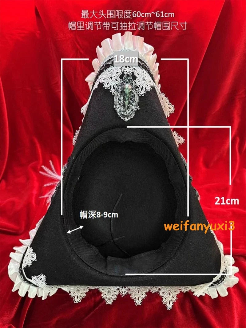 Pirates of the Caribbean Gothic Retro Lace Headgear Cosplay Adjustable Hat Prop 07FC0E-D4 - KOEEK