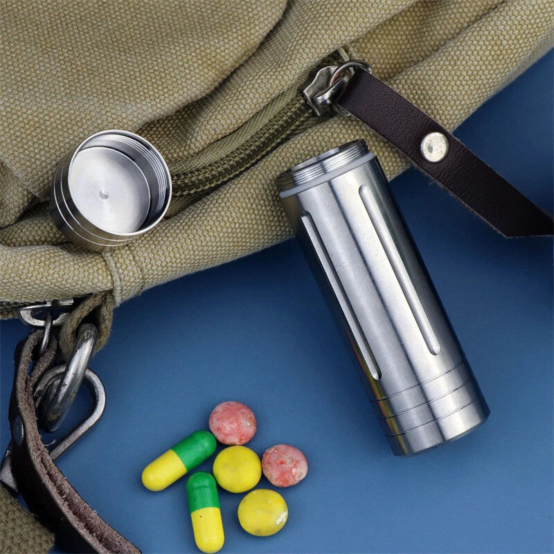 Titanium Alloy Waterproof Case EDC Portable Pill Medicine Capsule Storage Tools 07FC0E-D4 - KOEEK