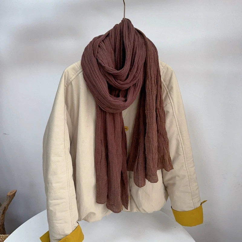 Mens  Bubble Linen Cotton Scarf Breathable Solid Shawl Neckerchief Scarves 07FC0E-D4 - KOEEK