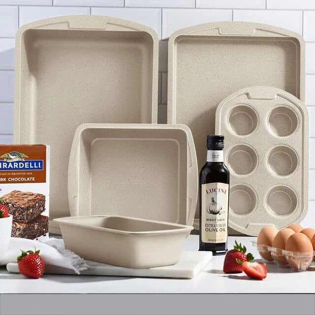 Baking Pan Set - 6 Piece - Stackable, Deluxe, Non-Stick Baking 07FC0E-D4 - KOEEK