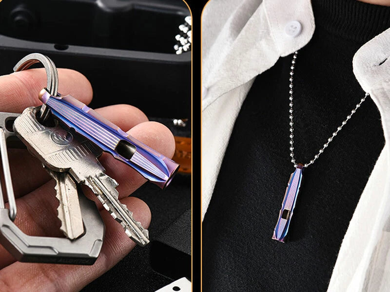 EDC Titanium Safty Whistle Keychain Necklace Pendant DIY Outdoor Survival Tool 07FC0E-D4 - KOEEK